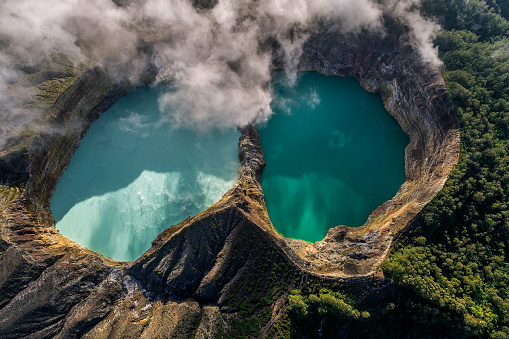 Aerial view of Kelimutu volcano and its crater lake, Flores, Indonesia - flores tour island